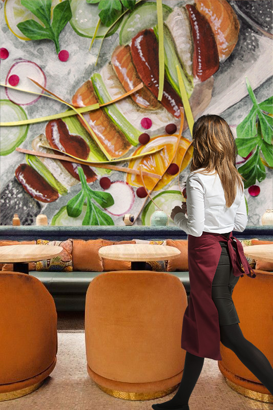 Piatti così belli da meritare un ritratto. 
Questo piatto colorato e fresco di crudità di pesce si ispira alla cucina siciliana e fa parte del menù di  Piccola Cucina Estiatorio, ristorante italiano a New York. 